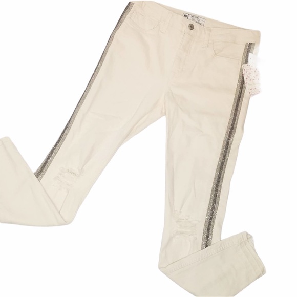 Free People Embellished Skinny Jeans Ivory 27 NWT - Picture 5 of 9